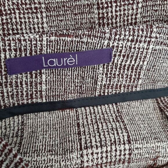 LAURÈL Plaid Pattern Stretch Dress Pants Brown & Cream Sz 6 - Picture 8 of 10